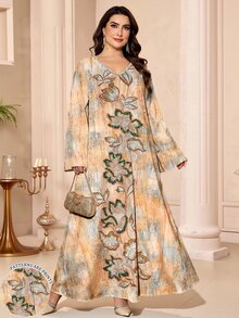 SHEIN Najma 大尺碼女款優雅阿拉伯風度假洋裝 - 彩色 - 查看 3