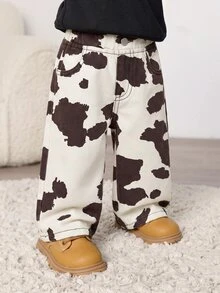 SHEIN Baby Boy Cow Print Denim Loose Fit Long Pants - Multicolor - View 4