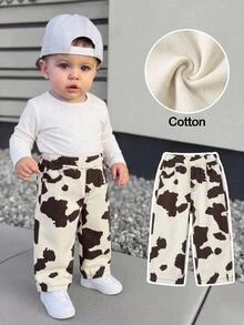 SHEIN Baby Boy Cow Print Denim Loose Fit Long Pants - Multicolor - View 6