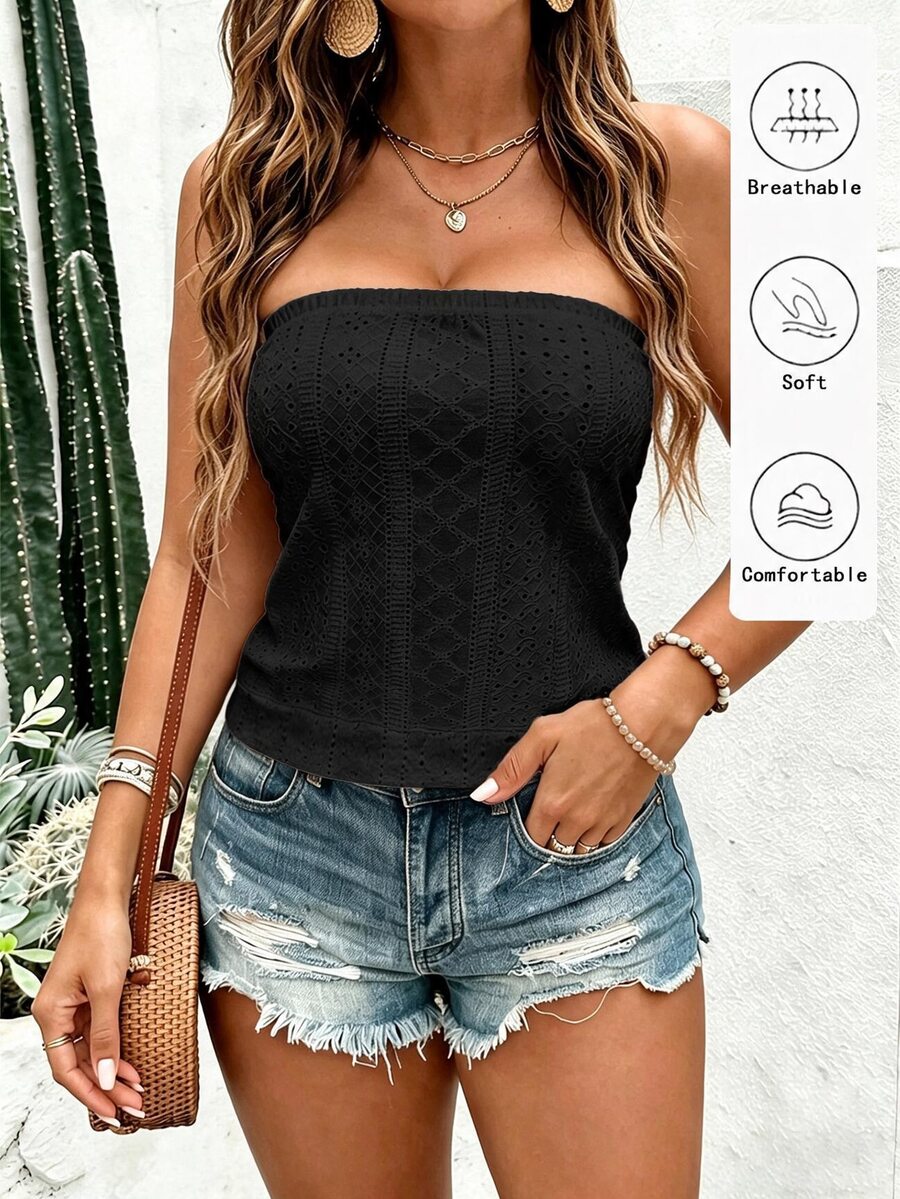 EMERY ROSE Women's Plus Size Minimalist Casual Black Shirt, Suitable For Daily Wear - Black - View 1