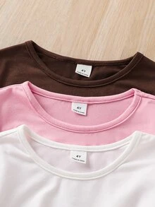 SHEIN 青少年女孩休閒基本款純色針織彈性長袖內搭上衣 - 彩色 - 查看 5