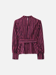 Nöista  Fitted Top With Fuchsia Wavy Stripes,Perfect For Urban Commuting Or Parties.Fall Winter, Elegant,Casual,Cute,Going Out. - Hot Pink - View 10