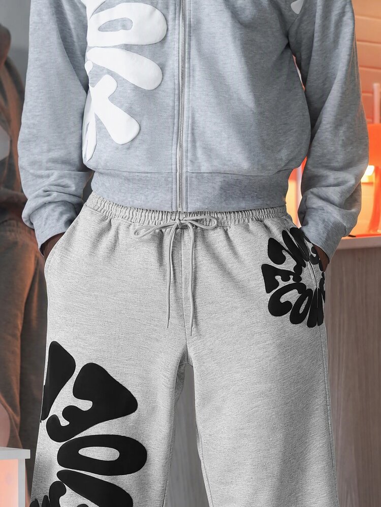Harrin Don Harrin Don Men's Street Fashion Casual Double Waistband Sweatpants - Light Grey - View 3