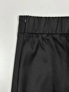 Linhara CURVE Women's Plus Size Black Blazer & Skirt Set With Ruffle Trim And Waist Cinched, French Style Ruffle Blazer & Skirt 2 Pieces Set, Black Blazer & Skirt Outerwear 2 Pieces Set, Blazer Suit - Black - View 8