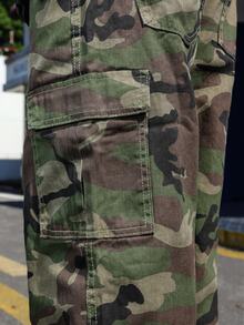 QuarKem Men's Casual Camo Print Cargo Jeans Going Out Hang Out Tropical Party Street - Army Green - View 8