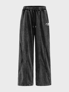 AXEPEAK Men's Casual Vacation Loose Comfortable College Style Versatile Sweatpants - Black - View 4
