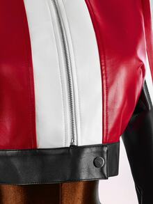Bumpella Women's Fashion Colorblock Patchwork Cropped Jacket - Red - View 8
