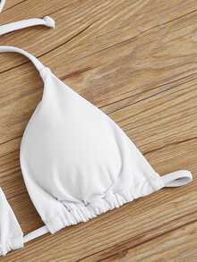 SHEIN Swim Summer Beach Tie Back Triangle Bikini Top - White - View 5