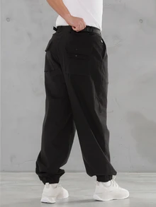 FORM&CHAOS Men's Casual Black Cargo Jogger Pants - Black - View 4
