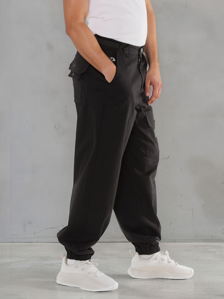FORM&CHAOS Men's Casual Black Cargo Jogger Pants - Black - View 5