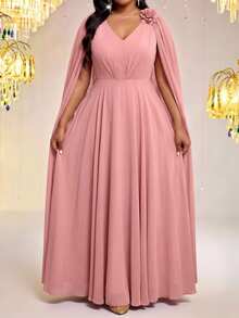 Fleurora Spring And Summer Elegant Commuting Office Purple Knitted Round Neck Pencil Bishop Sleeve - Pink - View 5
