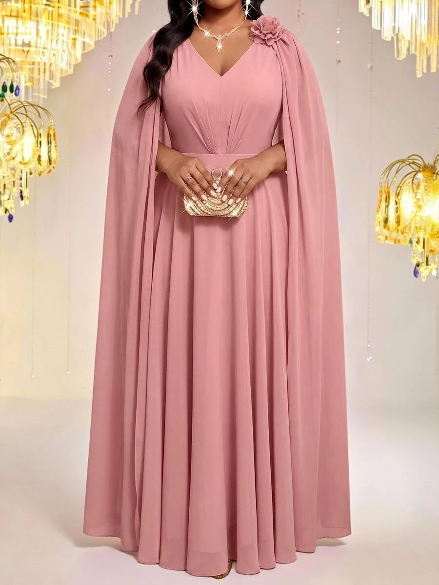 Fleurora Spring And Summer Elegant Commuting Office Purple Knitted Round Neck Pencil Bishop Sleeve - Pink - View 1