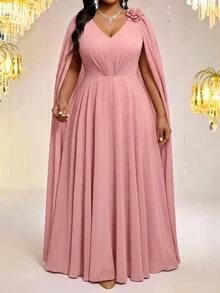 Fleurora Spring And Summer Elegant Commuting Office Purple Knitted Round Neck Pencil Bishop Sleeve - Pink - View 4