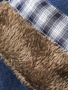 DAZY Baby Boy Autumn/Winter Washed Versatile Pocket Plaid Patchwork Denim Jeans - Dark Wash - View 10