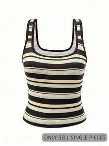 Rovax Women's Square Neck Striped Print Camisole - Multicolor - View 5