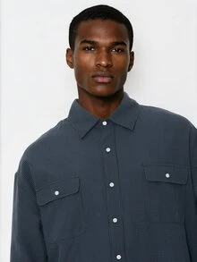FORM&CHAOS Men's Summer Vintage Plaid Long Sleeve Shirt - Blue - View 4
