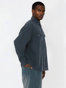 FORM&CHAOS Men's Summer Vintage Plaid Long Sleeve Shirt - Blue - View 3
