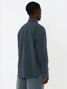 FORM&CHAOS Men's Summer Vintage Plaid Long Sleeve Shirt - Blue - View 7