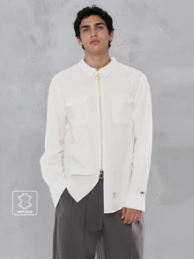 FORM&CHAOS Men's Solid Color Zipper Casual Versatile Daily Wear Shirt - White - View 1