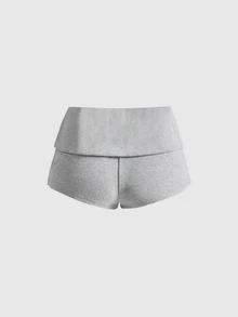 ROMWE Y2K Subculture Cross Print Slogan Sweatshirt & Super Short Shorts Casual Versatile All-Match Women 2 Pieces Set - Light Grey - View 6