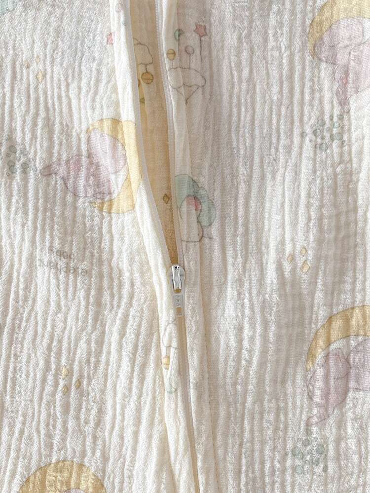 Newborn Woven Double Layer Gauze Fall Autumn/Winter Jumpsuit With Footies, Cute Babygirl Animal All-Over Print, Family Matching Beige - Apricot - View 5