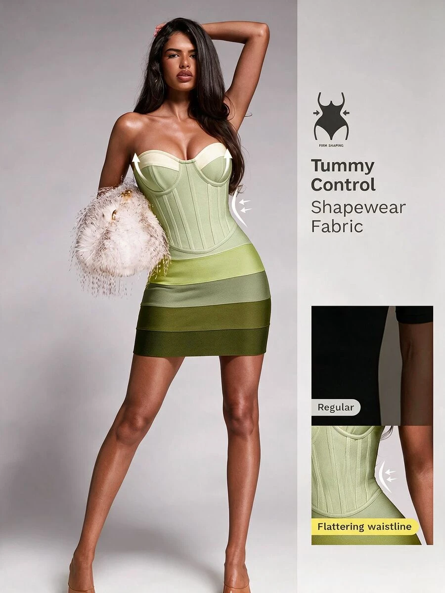 Nuvra Gaun Pesta/Ulang Tahun Wanita Model Bandage 2026, Gaun Bodycon - Aprikot - View 1