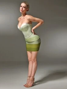 Nuvra Gaun Pesta/Ulang Tahun Wanita Model Bandage 2026, Gaun Bodycon - Aprikot - View 5