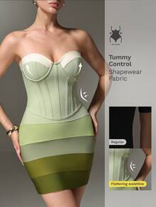 Nuvra Gaun Pesta/Ulang Tahun Wanita Model Bandage 2026, Gaun Bodycon - Aprikot - View 10