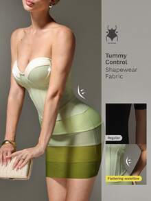 Nuvra Gaun Pesta/Ulang Tahun Wanita Model Bandage 2026, Gaun Bodycon - Aprikot - View 3