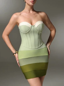 Nuvra Gaun Pesta/Ulang Tahun Wanita Model Bandage 2026, Gaun Bodycon - Aprikot - View 9
