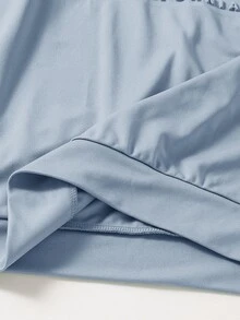 SHEIN 青少年男孩拼色寬鬆長袖連帽衫套裝，冬季，街頭風，畢業，返校 - 藍色 - 查看 8