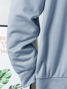SHEIN 青少年男孩拼色寬鬆長袖連帽衫套裝，冬季，街頭風，畢業，返校 - 藍色 - 查看 5