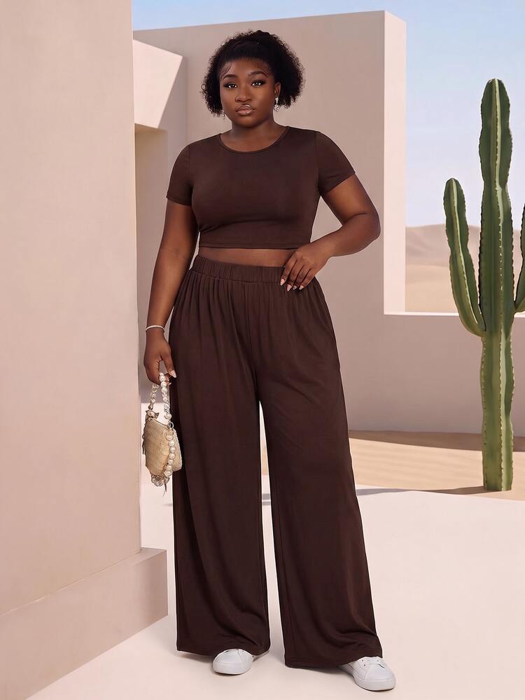 CurvyTilda Co-Ords Ukuran Plus - Coffee Brown - View 3