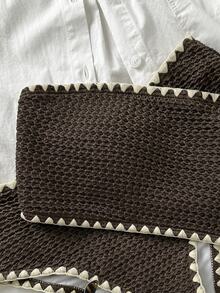 Swim Mod New Textured Fabric Women Summer Holiday Bandeau Teeth Edge Crafted Bikini Set - Chocolate Brown - View 5