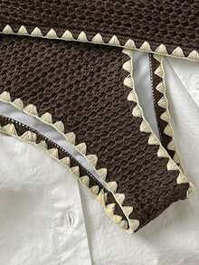 Swim Mod New Textured Fabric Women Summer Holiday Bandeau Teeth Edge Crafted Bikini Set - Chocolate Brown - View 6