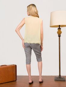 PRISCILA ESCOTO PRISCILA ESCOTO 新款春夏復古格紋布料女款七分修身長褲 - 黑與白 - 查看 2