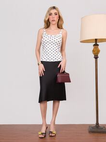PRISCILA ESCOTO PRISCILA ESCOTO 条纹印花休闲简约夏季女式背心图案T恤女式上衣 - 黑色 - 查看 5