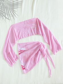 Bonvoyette 女款性感Ins風夏季海灘復古豹紋與百合印花露肩透視網紗兩件式罩衫套裝－喇叭袖上衣與側綁帶包臀裙，適合夏威夷熱帶穿搭、夏季罩衫、豹紋罩衫、透視網紗罩衫、春假穿搭 - 彩色 - 查看 8