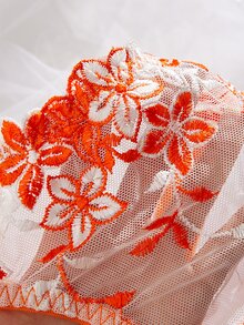 SHEIN 2pcs/Set Pink Romantic Padded Wire Bra & Panty Set For Women, Lingerie - Orange - View 4