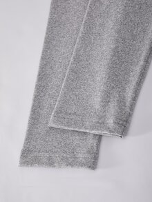 SHEIN Teen Girls Fall Tops Grey Patchwork White Hem V-Neck Button Design Long Sleeve Casual Versatile Design T-Shirt - Grey - View 9