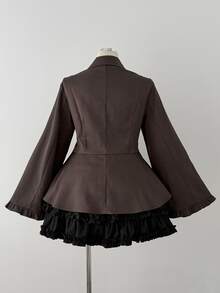 Sunspun Plus Size Long Sleeve Brown Victorian Steampunk Suit Jacket Women's Vintage Lace-Up Brown Coat Halloween - Brown - View 2