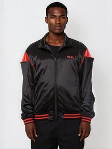 FORM&CHAOS Men's Autumn/Winter Satin Black Contrast Orange Print Jacket - Multicolor - View 5