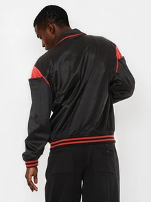 FORM&CHAOS Men's Autumn/Winter Satin Black Contrast Orange Print Jacket - Multicolor - View 2