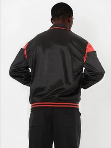 FORM&CHAOS Men's Autumn/Winter Satin Black Contrast Orange Print Jacket - Multicolor - View 6