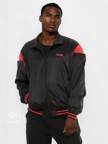 FORM&CHAOS Men's Autumn/Winter Satin Black Contrast Orange Print Jacket - Multicolor - View 1