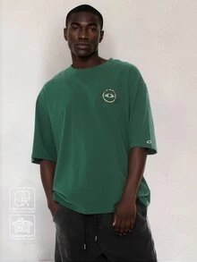 FORM&CHAOS Men's Vintage Washed Short Sleeve Street Graphic T-Shirt - Green - View 1