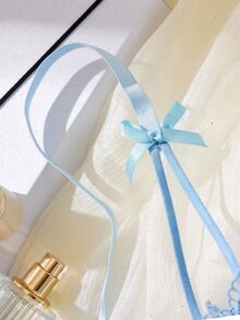 SHEIN 2件套女士勃艮第浪漫刺绣系带丁字裤内衣套装 - 淺藍色 - 查看 8