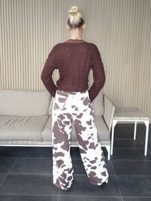 Luzma Cabello Luzma Cabello 女士休闲宽松斜口袋阔腿牛仔裤，油画印花，商务休闲 - 彩色 - 查看 3