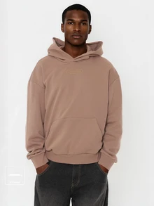 FORM&CHAOS Men's Loose Fit Hooded Long Sleeve Sweatshirt, Autumn/Winter - Brown - View 1