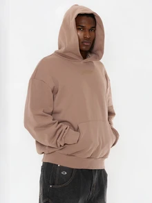 FORM&CHAOS Men's Loose Fit Hooded Long Sleeve Sweatshirt, Autumn/Winter - Brown - View 3